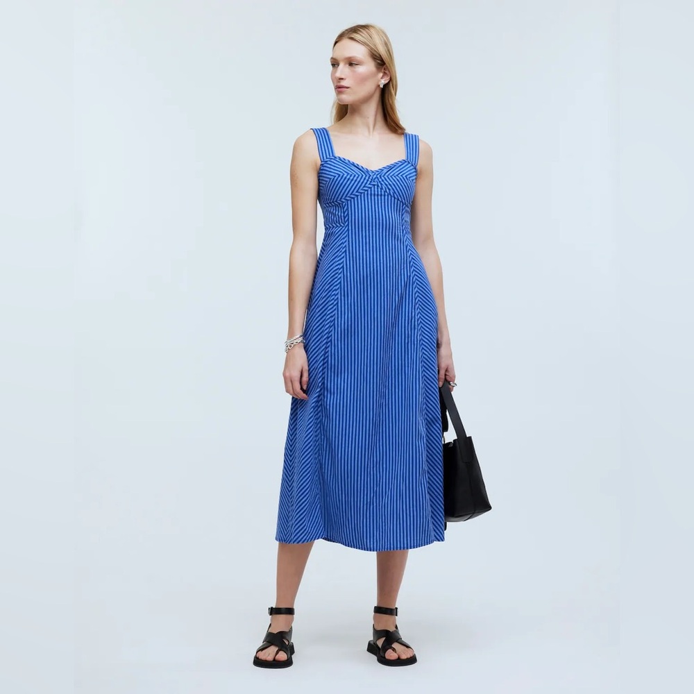 Madewell Blue Striped Midi Dress
